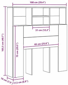 Fejhajtó szekrény polcokkal tárolóval kézműves tölgy Műanyag Fa
