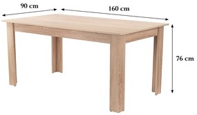 Yorki Standard étkezőasztal 160x90 cm sonoma tölgy