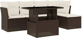 vidaXL 6 részes barna polyrattan kerti ülőgarnitúra párnával