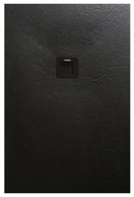 AREZZO design SOLIDSoft zuhanytálca 100x80 cm, FEKETE, színazonos lefolyóval (2 doboz)