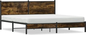 vidaXL füstös tölgy színű fém ágykeret matrac nélkül 183 x 213 cm