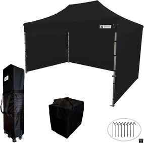 Összecsukható pavilon 3x4,5m - Fekete