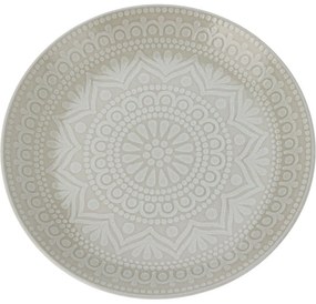 Ethnic kőagyag lapostányér, átmérő 27 cm, bézs