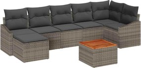 vidaXL Kerti Kanapé Szett párnával 8 pcs Szürke polirattan