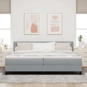vidaXL Boxspring Ágy Mattal &amp; LED Fénnyel Szürke 200x200 cm Szövet