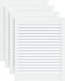 vidaXL 4 db fehér tömör fenyőfa lamellás szekrényajtó 61,5 x 49,4 cm