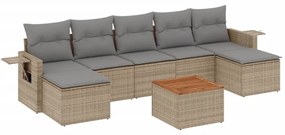 8 részes vegyes bézs polyrattan kerti ülőgarnitúra párnákkal