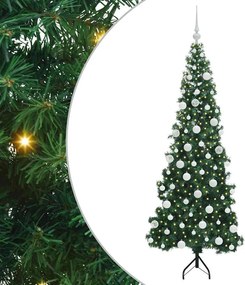 vidaXL Sarok Műkarácsonyfa 300 LED-del Zöld 180 cm PVC és fém