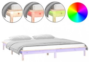 King Size tömör fa LED-es ágykeret 150 x 200 cm