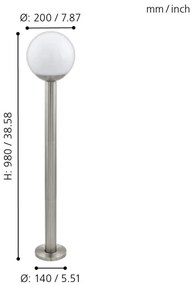 Eglo 97249 - LED Dimmelhető kültéri lámpa NISIA-C 1xE27/9W/230V 980 mm IP44