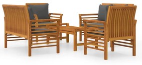 vidaXL 5 részes tömör akácfa kerti ülőgarnitúra párnákkal