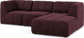 Borvörös bársony sarokkanapé (jobb oldali-heverő résszel) Aloha – Makamii