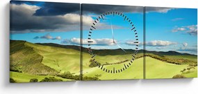 Kép - Zöld táj dombokkal (órával) (90x30 cm)