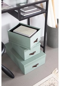 Mentazöld fedeles karton tárolódoboz szett 3 db-os 31x47x15 cm Inge – Bigso Box of Sweden