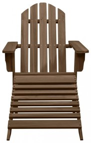 barna tömör fenyőfa adirondack szék zsámollyal és asztallal