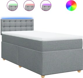 vidaXL világosszürke szövet rugós ágy matraccal 100 x 200 cm