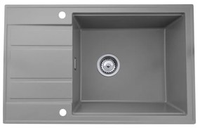 SINK Quality Mosogató Minőségi Ferrum Új 8010, 1 kamrás gránit mosogató 800x500x210 mm + króm szifon, szürke, SKQ-FER.8010.GX