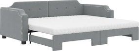 vidaXL világosszürke kihúzható szövet heverő matracokkal 90 x 200 cm
