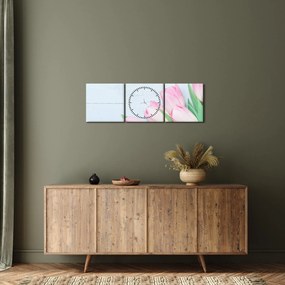 Kép - tulipán csokor (órával) (90x30 cm)
