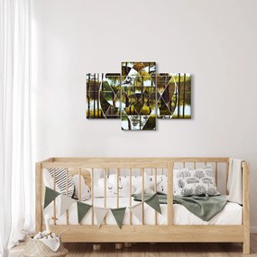 Kép - Geometrikus kollázs a skandináv erdők hátterében (90x60 cm)