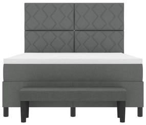Box Spring Ágy Matraccal és Pad Sötétszürke 140x190 cm Szövet