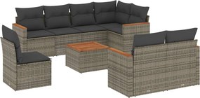 vidaXL 9 részes szürke polyrattan kerti ülőgarnitúra párnákkal