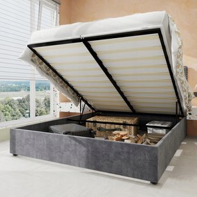 Kárpitozott ágy Gyerek franciaágy 140x200 hidraulikus szürke