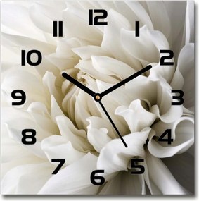 Modern lógó üveg falióra Fehér dália 30x30