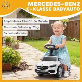 AIYAPLAY Mercedes-Benz C-osztályú kisautó kürttel, motorhangokkal, tárolóhellyel, 18-36 hónapos gyermekeknek, fehér