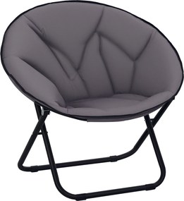 Outsunny Összecsukható Hold Szék - Hold Lemez Szék Oxford Szövet Üléssel és Fém Lábakkal - 120 kg Teherbírás - 80x80x75 cm - Szürke | Aosom