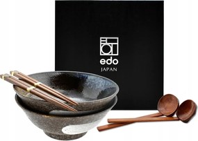 2 db-os tál szett kanállal és pálcikákkal Ramen Tonmatsu 21 cm 1100 ml Box