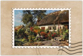 Poszterek 90x60 Vidéki házikó virágokkal