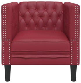 bordó műbőr Chesterfield kanapéfotel