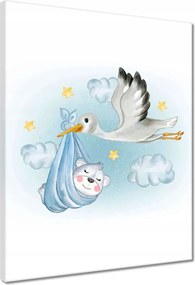 Vászonkép 40x50 A gólya és a mackó Csöcs hozza a babát