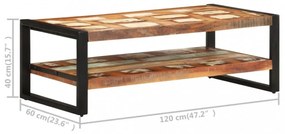 tömör újrahasznosított fa dohányzóasztal 120 x 60 x 40 cm