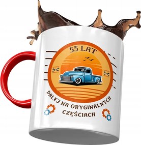 Piros Bögre Születésnapra 55 55-es 55-ös Ajándék Nyomtatott Fotóval