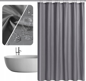 Zuhanyfüggöny Curtain , Penészálló, Textil, Vízálló, Sötétszürke, 100X200