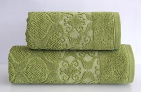Elegáns jacquard törölköző Lugana 70x130 olíva delicia