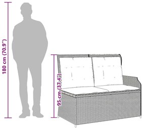Kerti pad párnával Világosszürke Poli rattan