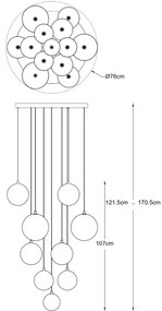 Zuma Line P0606-13B-2GAC - MILAN kábeles csillár 13xG9/2W/230V arany