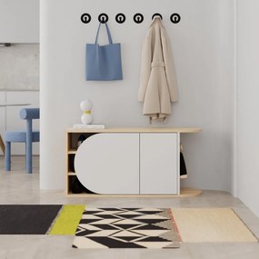 Nova cipőtároló pad, tölgy-fehér, 104 cm