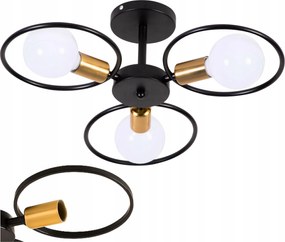 Mennyezeti lámpa fekete-arany 3 Fénypont Loft Glamour 3x E27