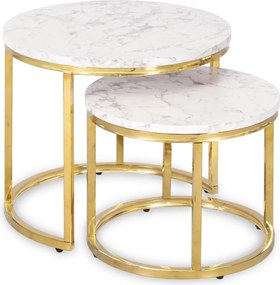 Dohányzóasztal szett márvány hatású felülettel arany kivitelben – OLIS