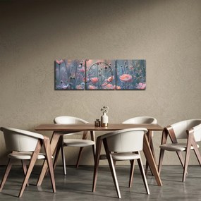 Kép - Virágok pasztell színekben (órával) (90x30 cm)