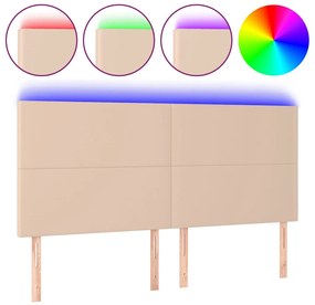cappuccino műbőr LED-es fejtámla 160x5x118/128 cm