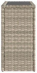 világosszürke polyrattan kerti kisasztal üveg lappal58x27,5x55cm