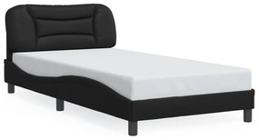 fekete műbőr ágykeret LED-világítással 100 x 200 cm