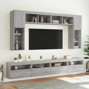 szürke sonoma színű fali TV-szekrény LED-ekkel 60x30x40 cm