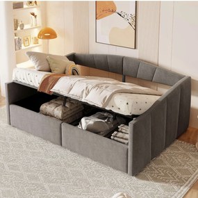 Kárpitozott ágy Kanapé alvás funkcióval 140*200 cm Hidraulikus Szürke
