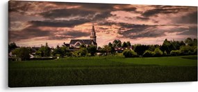 Tájkép templommal (120x50 cm)